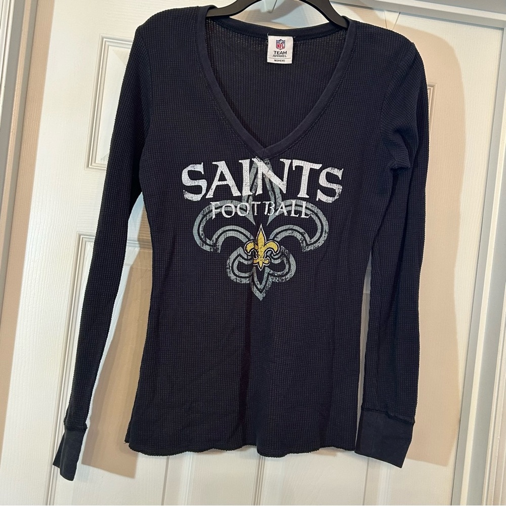 New Orleans Saints NFL Women’s Henley Long Sleeve Top Size S